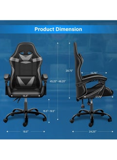 Mahmayi Gaming Chair Ergonomic Video Game Computer Chair, Backrest and Seat Height Adjustable, Swivel Recliner Chair Grey and Black for Office, Gaming Station, Home - pzsku/Z5C672E30A5F024D9C2C2Z/45/_/1721290809/7767932b-d08e-4b3b-80f4-8bed84df086e