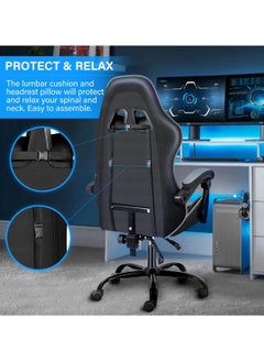 Mahmayi Mahmayi Gaming Chair Ergonomic Video Game Computer Chair, Backrest and Seat Height Adjustable, Swivel Recliner Chair Grey and Black for Office, Gaming Station, Home  - Image 3