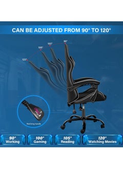 Mahmayi Mahmayi Gaming Chair Ergonomic Video Game Computer Chair, Backrest and Seat Height Adjustable, Swivel Recliner Chair Grey and Black for Office, Gaming Station, Home  - Image 5