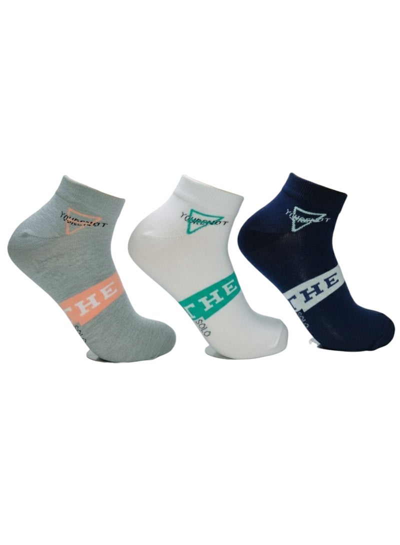 Solo Men Sneaker Trendy Pack Of 3 Socks
