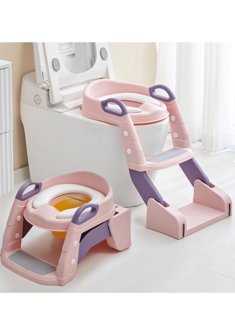 XiuWoo 3-in-1 Baby Potty Seat With Ladder for Kids Baby Potty Ladder Training Chair with Splash Guard And Cushion Seat Kids Toilet Seat Potty Chair for 1-8 Years Boys Girls  - Image 1
