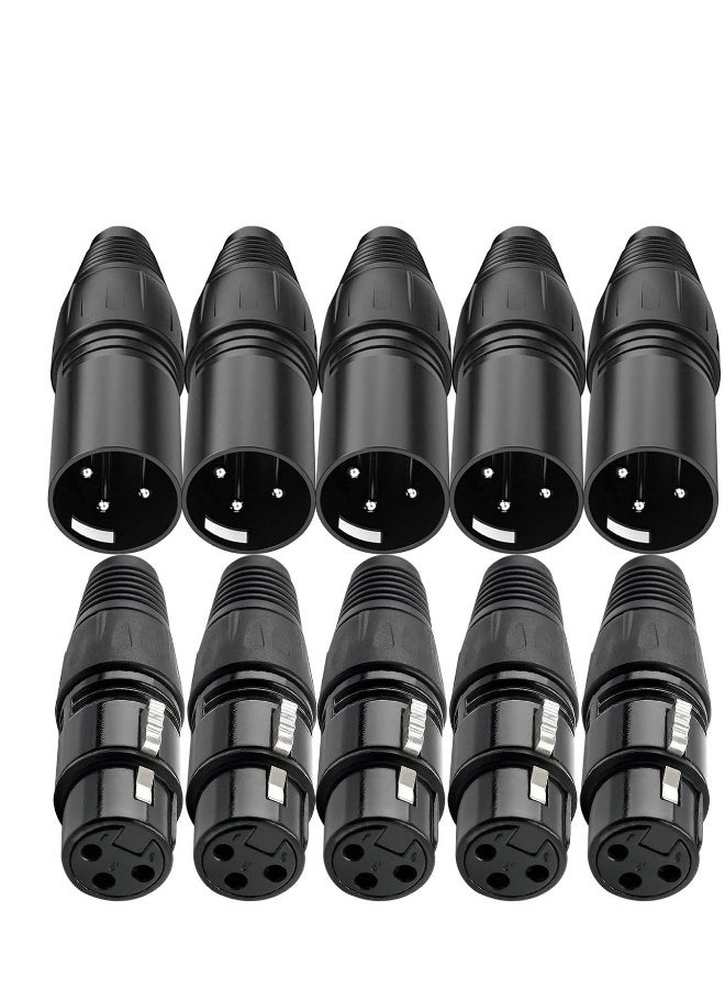 10 PCS XLR Connector, 5 Male and 5 Female XLR Mic Microphone Connector, 3 Pins Ultra-Low Noise Microphone and High Conductivity Audio Socket - Image 1