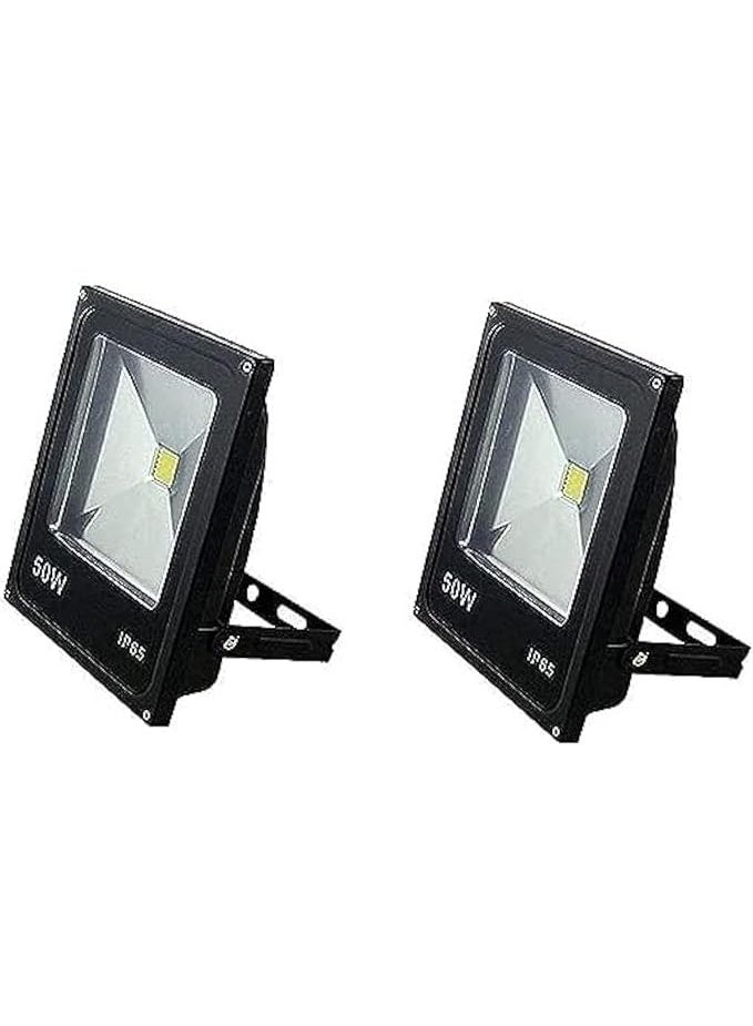 2 LED Floodlights 50W Outdoor Units - White