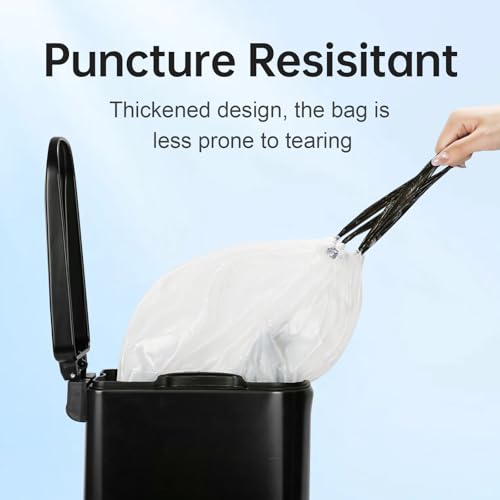 ELPHECO 2.6 Gallon Trash Bags 60 Counts - For 2.5-4 Gallon Trash Cans, Strong Drawstring Garbage Bags, Clear Leakage-Free Trash Bag, Tear free Garbage Bags, 60 Count / 3 Rolls - Image 4