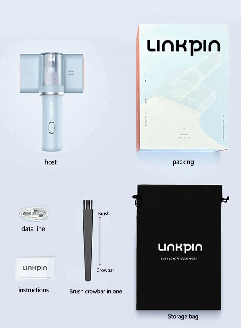 Linkpin Electric Mite Remover Vacuum Cleaner with UV-C Sterilizing Lamp 145ml 120W L-WA03 Blue - Image 1