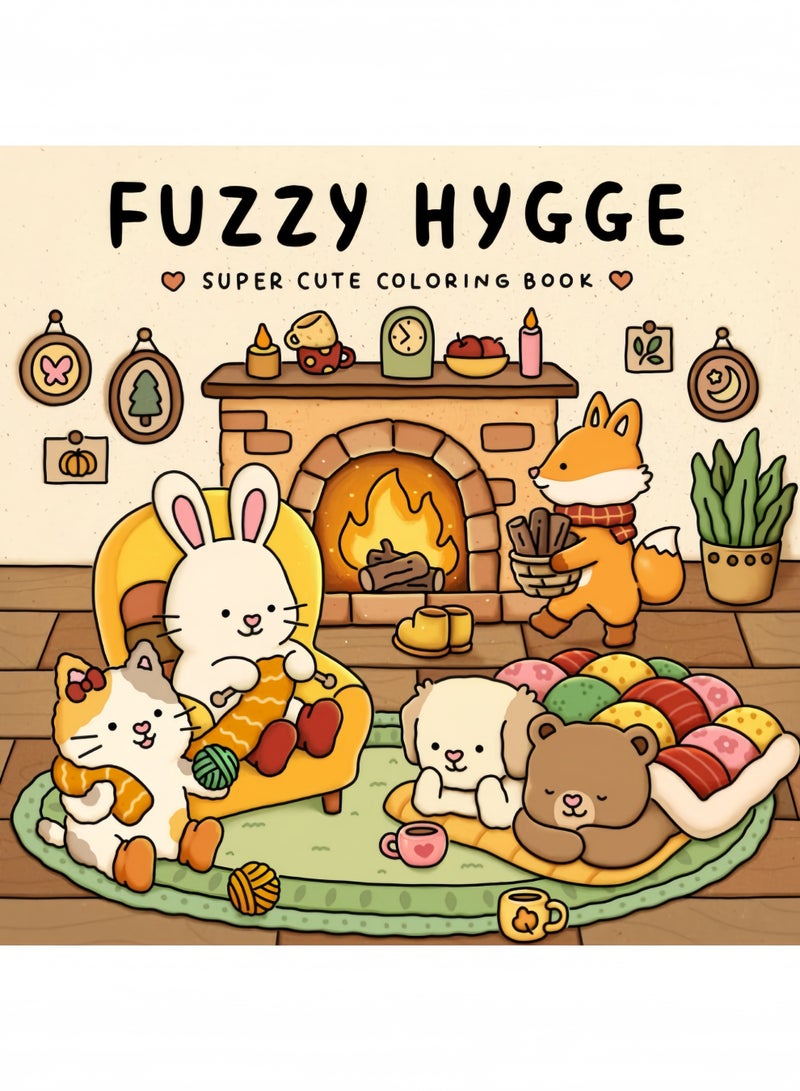 Fuzzy Hygge: Cute and Cozy Coloring Book for Adults & Teens Featuring Adorable Animal Characters for Stress Relief - Image 1