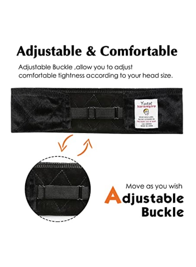 Yuest Velvet NonSlip Wig Grip Headband for Keeping Womens Lace Front Wigs Secured Adjustable 2 Pack Black - Image 4