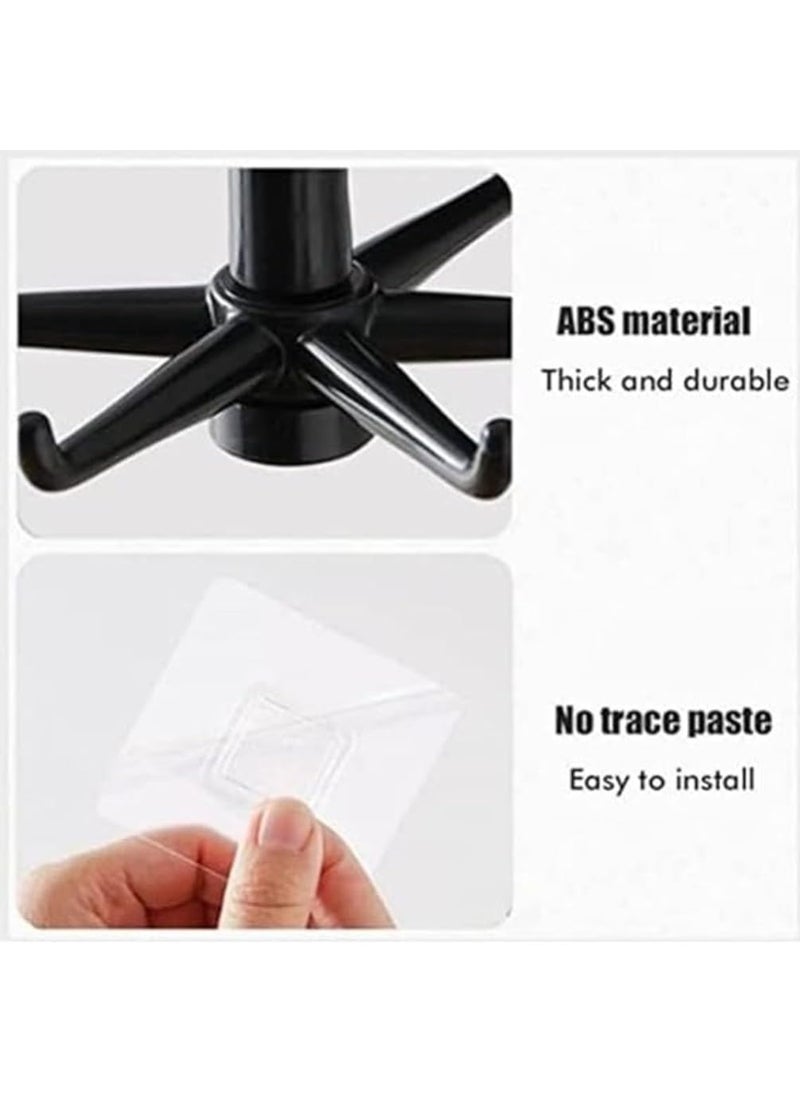 MORTON DEVIES MORTON DEVIES 4 Pcs 360 Degree Rotating SelfAdhesive Kitchen Wall Door Cabinet Hook Holders for HangingTowelClothesCups for BathroomHomePack of 4BlackWhite  - Image 3