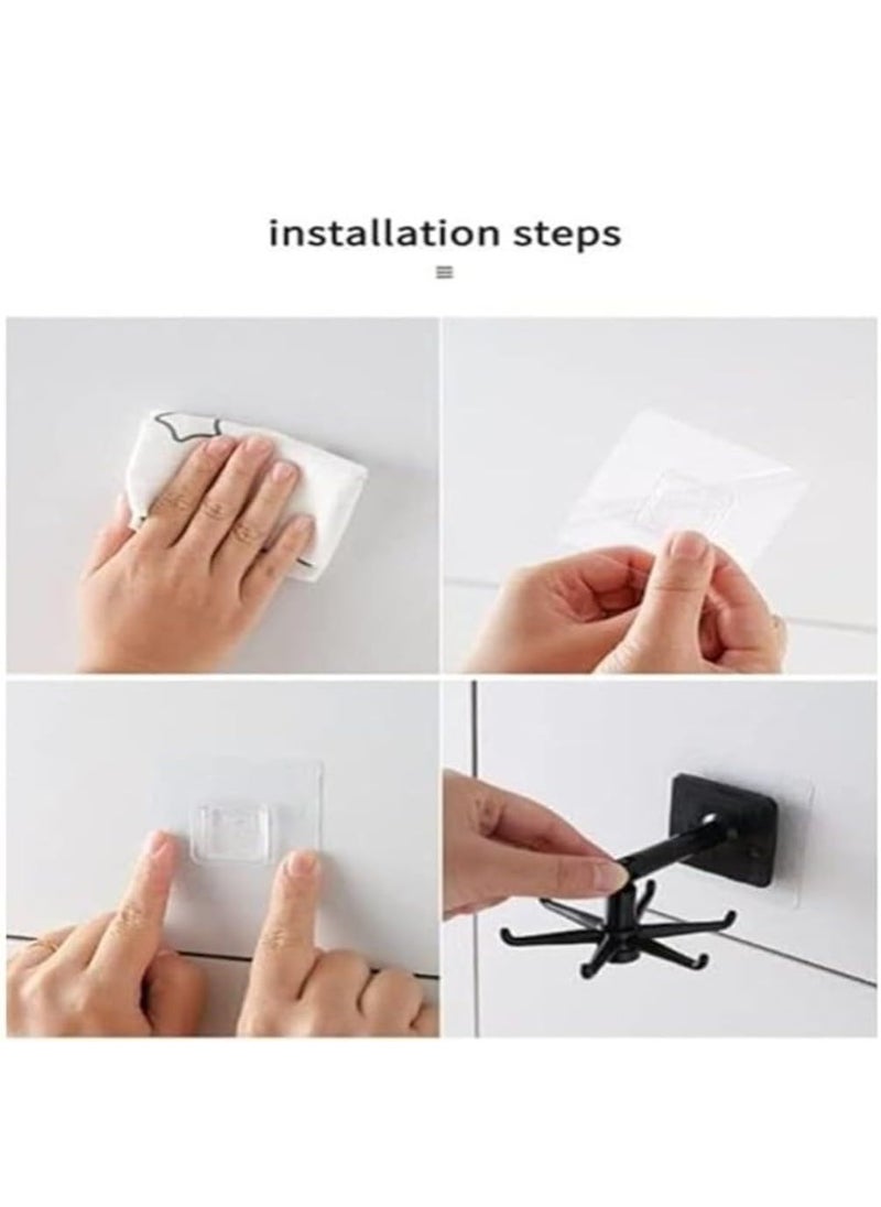 MORTON DEVIES MORTON DEVIES 4 Pcs 360 Degree Rotating SelfAdhesive Kitchen Wall Door Cabinet Hook Holders for HangingTowelClothesCups for BathroomHomePack of 4BlackWhite  - Image 4