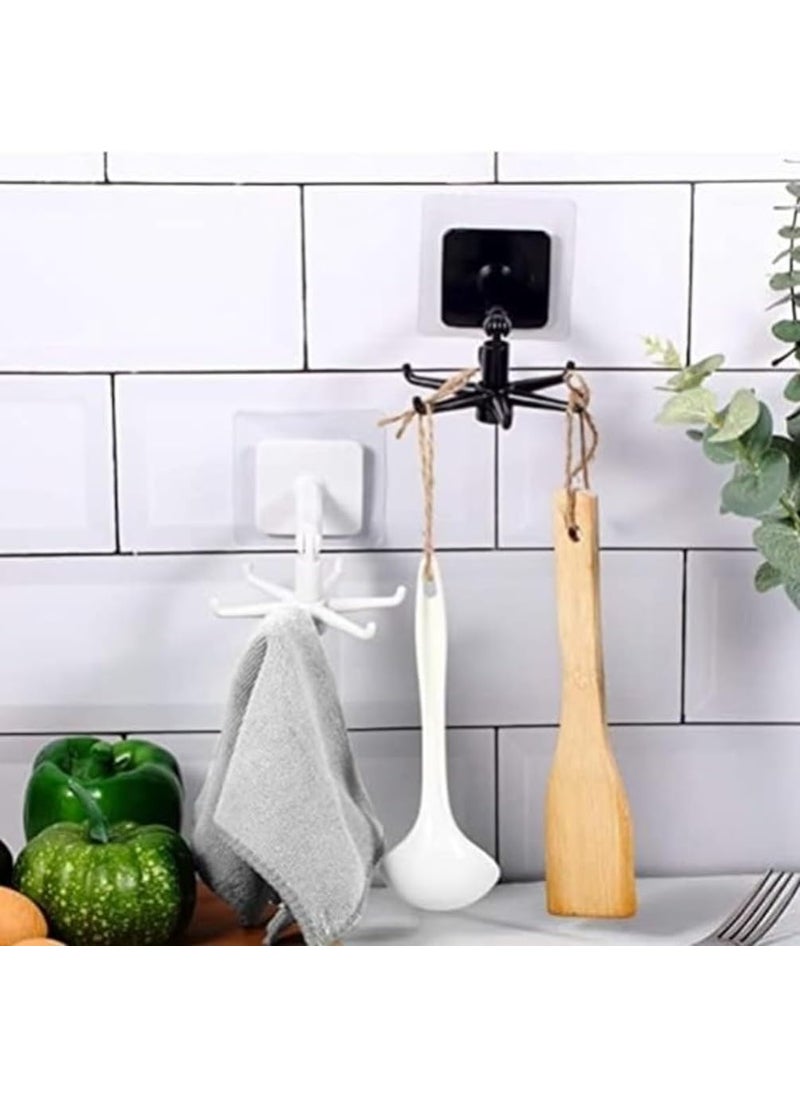 MORTON DEVIES MORTON DEVIES 4 Pcs 360 Degree Rotating SelfAdhesive Kitchen Wall Door Cabinet Hook Holders for HangingTowelClothesCups for BathroomHomePack of 4BlackWhite  - Image 5