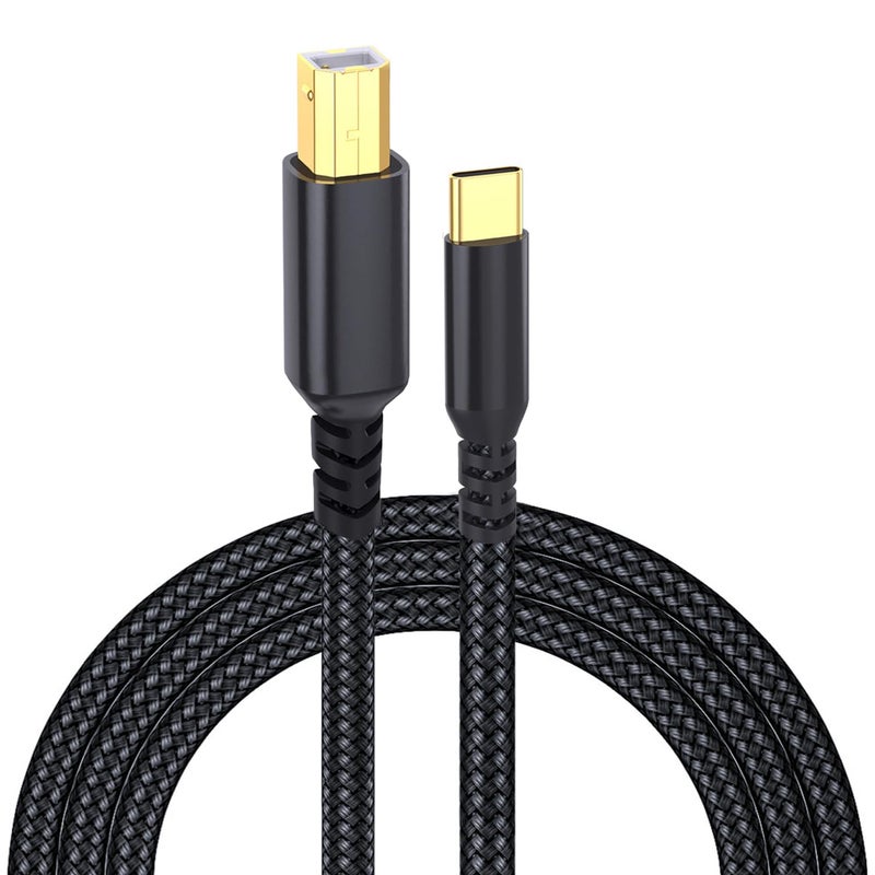 كابل طابعة من نوع USB-B إلى USB-C لأجهزة MacBook Pro/Air HP، كابل MIDI من نوع USB-C لأجهزة البيانو Yamaha، جهاز تحكم DJ، لوحة مفاتيح، كابل USB من نوع B إلى نوع C مطلي بالذهب (طوله 6.6 قدم). - Image 1