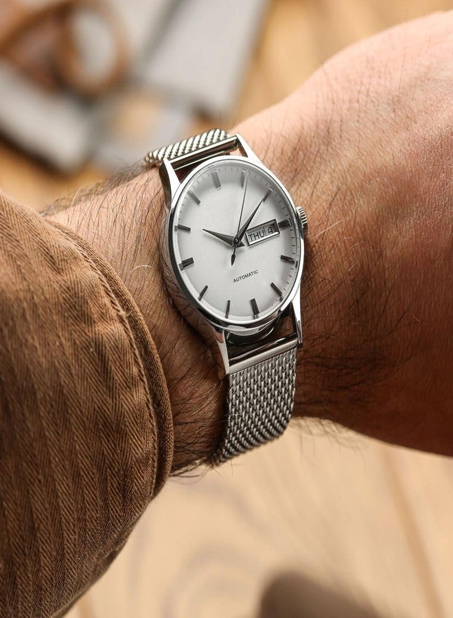 WatchGecko Classic Mesh Watch Strap, Polished or Satin Brushed Finish, 18-22mm. Men's Replacement Stainless Steel Band. Quick Release Spring Bars for Easy Changes, 22mm, Stainless Steel, No Gemstone - Image 4