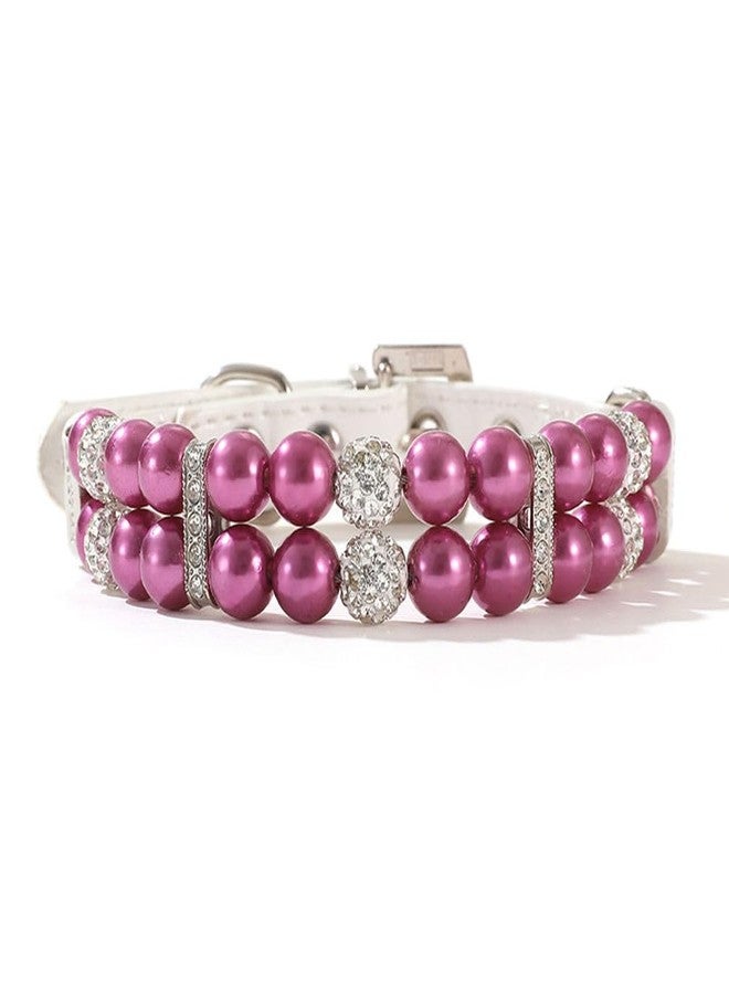 WeimoMonkey Purple Pearl Dog Collar for Large Dogs, Crystal Girl Puppy Collar Fancy Bling Rhinestone Cat Collar Luxury Beaded Diamond Pet Jewelry for XXS Xs Small Medium Female Dogs Cats, L - Image 4
