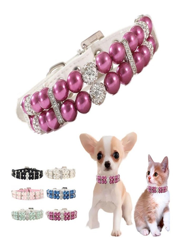 WeimoMonkey Purple Pearl Dog Collar for Large Dogs, Crystal Girl Puppy Collar Fancy Bling Rhinestone Cat Collar Luxury Beaded Diamond Pet Jewelry for XXS Xs Small Medium Female Dogs Cats, L - Image 1