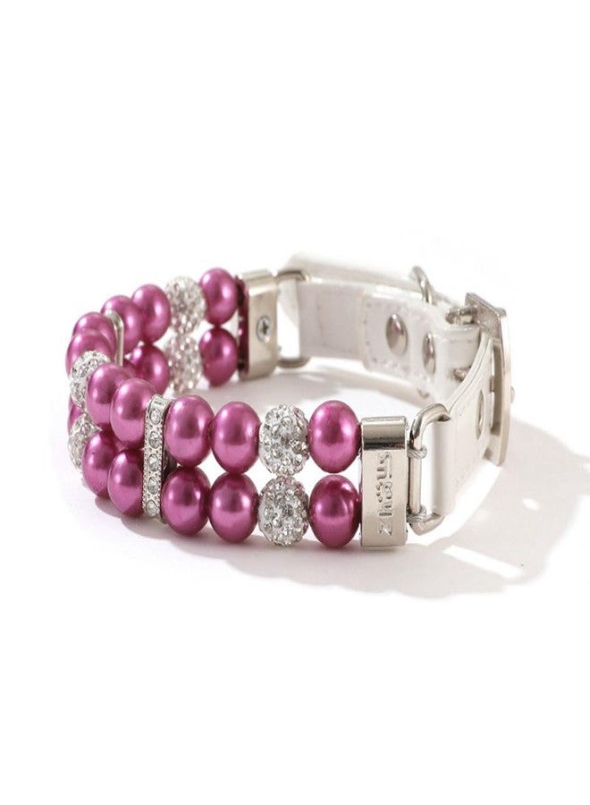 WeimoMonkey Purple Pearl Dog Collar for Large Dogs, Crystal Girl Puppy Collar Fancy Bling Rhinestone Cat Collar Luxury Beaded Diamond Pet Jewelry for XXS Xs Small Medium Female Dogs Cats, L - Image 5