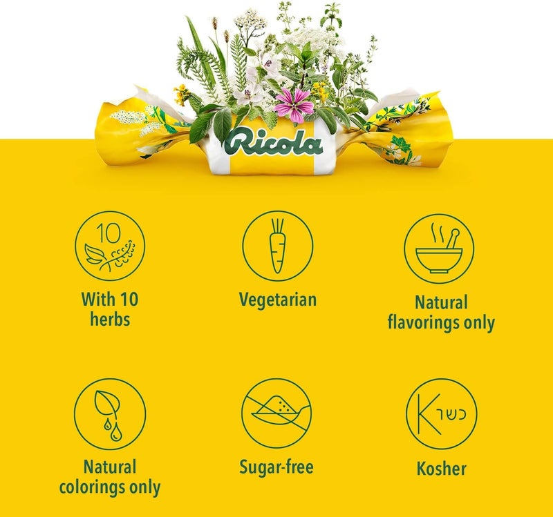 Ricola حلوى السعال بالأعشاب بنكهة الليمون والنعناع خالية من السكر - تخفيف مهدئ وطويل الأمد - عبوة مكونة من 19 حبة في 4 أكياس - Image 3