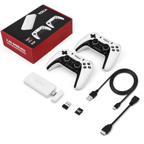 Voila M22 Retro Video Game Console for TV, Plug & Play Gaming Stick with Wireless Controller, 1080P HD HDMI Output, 64GB Storage, Portable Retro Gaming System, CE ROHS BIS Certified - Image 1