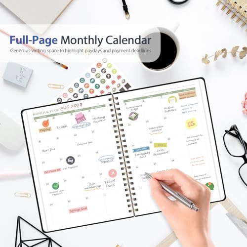 VALOME Budget Planner - Monthly Budget Book with Expense Tracker Notebook, A5(6.1" x 8.5") Financial Planner & Account Book to Take Control of Your Money, Bill Organizer With Pockets and Stickers - Black - Image 3