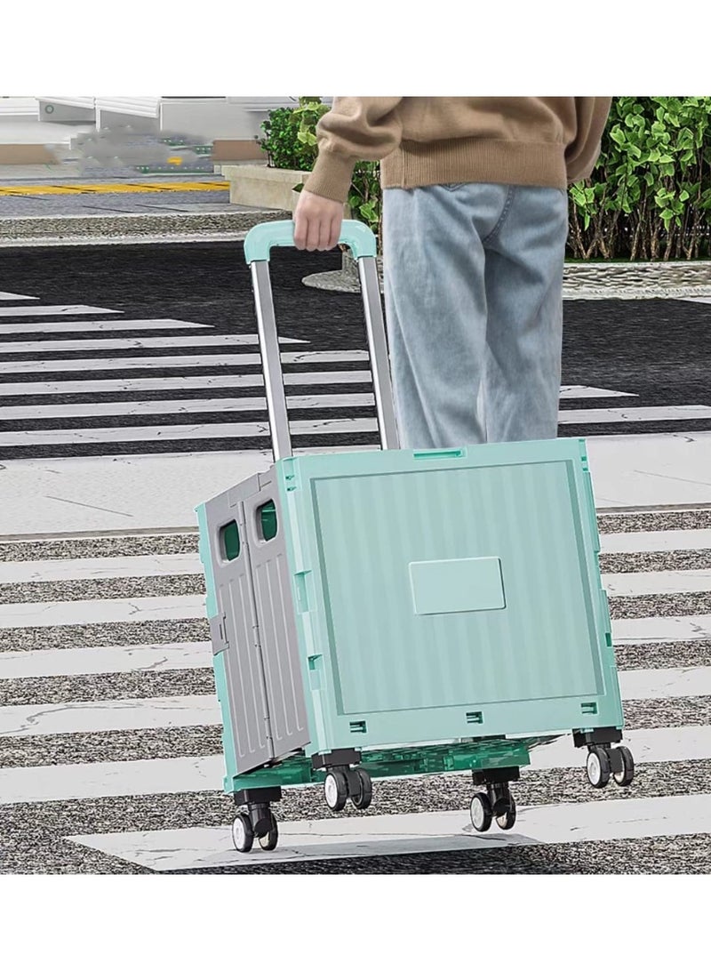 صندوق تخزين بلاستيكي مربع قابل للطي مع غطاء لعربات التسوق - Image 1