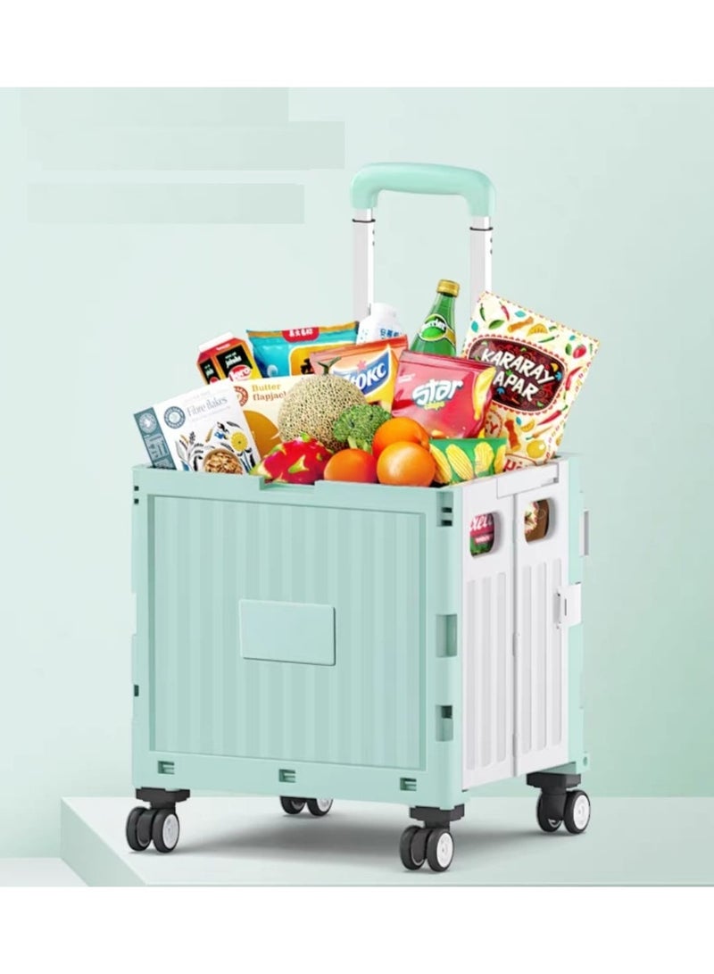 صندوق تخزين بلاستيكي مربع قابل للطي مع غطاء لعربات التسوق - Image 2