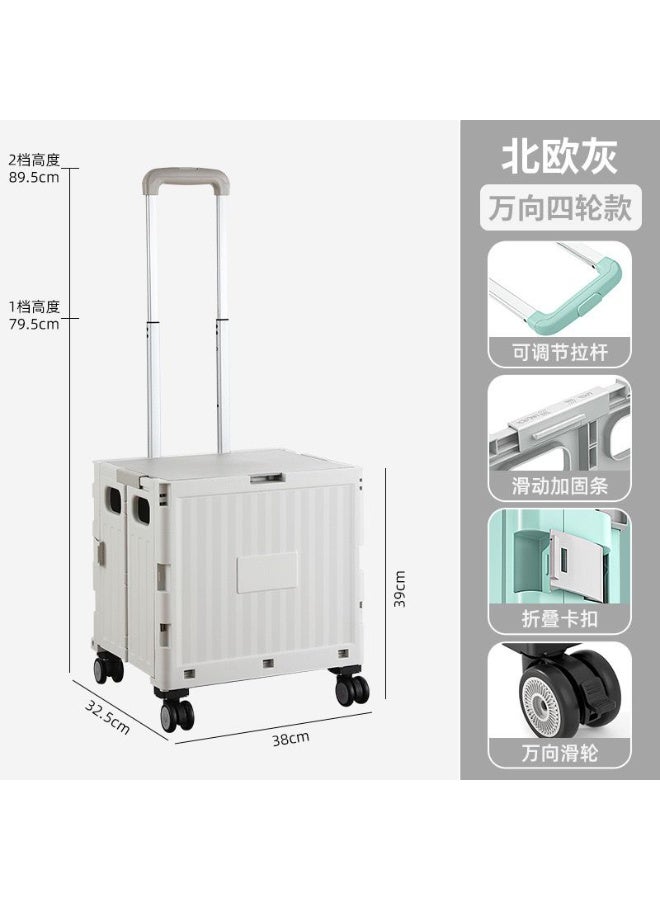 صندوق تخزين بلاستيكي مربع قابل للطي مع غطاء لعربات التسوق - Image 3