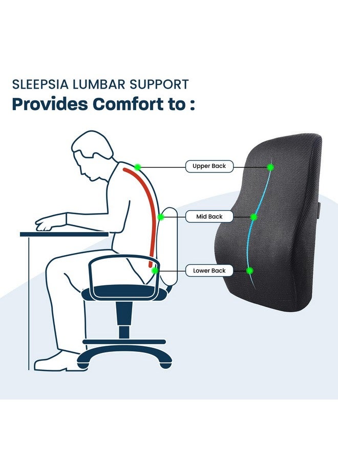 Sleepsia Lumbar Support Memory Foam Orthopedic Back Cushion - Back Rest Cushion for Car, Chair and Office Chair (17.5" L× 15.5" W × 5.5" H) Black - Image 4