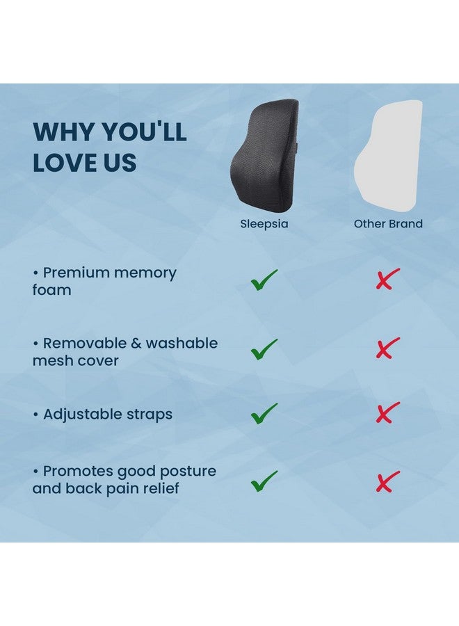 Sleepsia Lumbar Support Memory Foam Orthopedic Back Cushion - Back Rest Cushion for Car, Chair and Office Chair (17.5" L× 15.5" W × 5.5" H) Black - Image 5