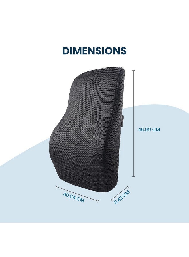 Sleepsia Lumbar Support Memory Foam Orthopedic Back Cushion - Back Rest Cushion for Car, Chair and Office Chair (17.5" L× 15.5" W × 5.5" H) Black - Image 2