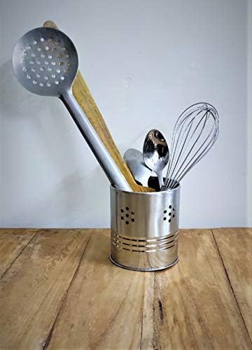 Stainless Steel Cutlery HolderSpoon Holder Cutlery Holder Pen Holder Brush StandBrush HolderHanging Spoon Steel StandFork HolderKnife Drainer Steel Basket Pack of 1 pc  - Image 3