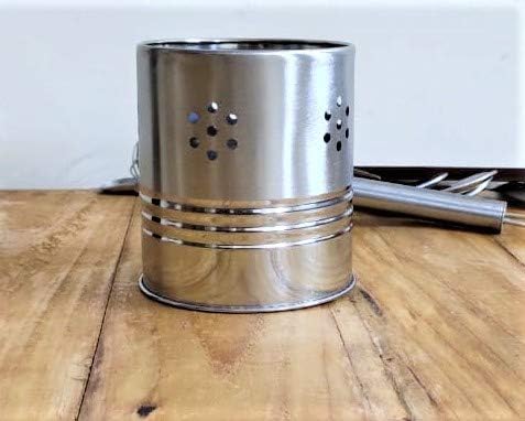 Stainless Steel Cutlery HolderSpoon Holder Cutlery Holder Pen Holder Brush StandBrush HolderHanging Spoon Steel StandFork HolderKnife Drainer Steel Basket Pack of 1 pc  - Image 2