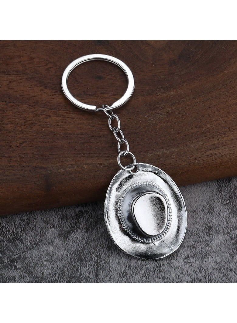 Silver Vintage Creative Bronze Hat Keychain