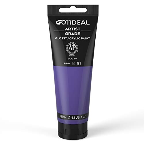 GOTIDEAL Acrylic Paint Violet Tubes(120ml, 4.1 oz) Non Toxic Non Fading,Rich Pigments for Painters, Adults & Kids, Ideal for Canvas Wood Clay Fabric Ceramic Craft Supplies (Violet) - Image 1