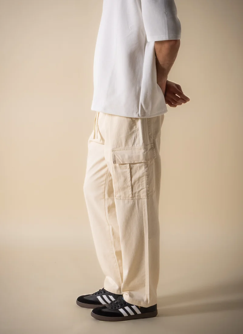 Shapes Beige SOFT DENIM CARGO POCKET TROUSERS for Men | Best Price UAE