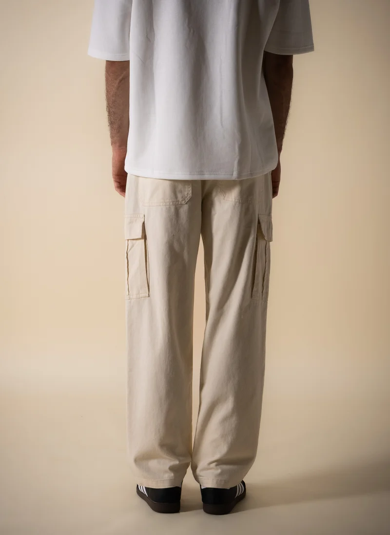 Shapes Beige SOFT DENIM CARGO POCKET TROUSERS for Men | Best Price UAE