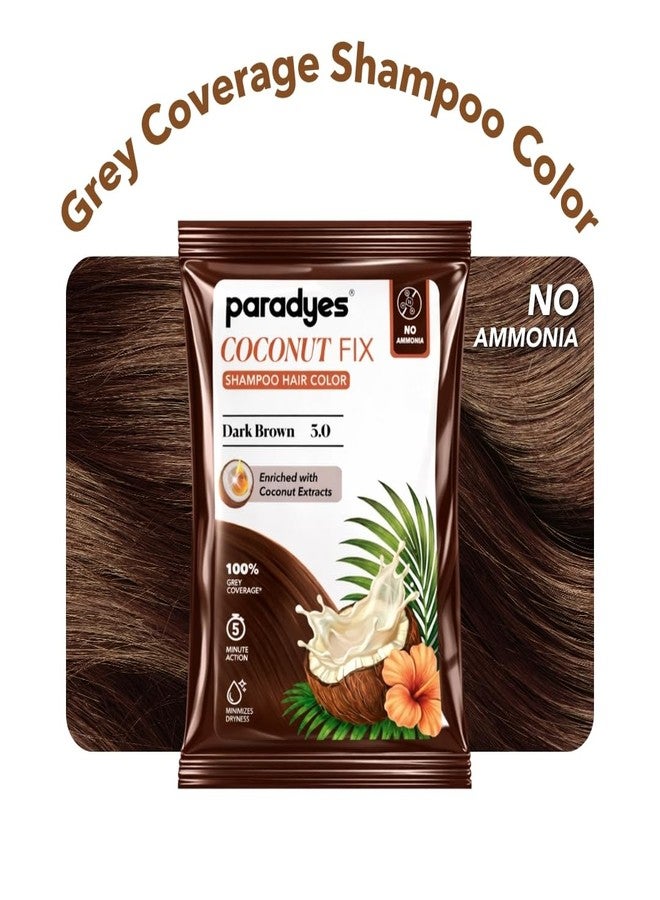 Paradyes Coconut Fix Shampoo Hair Color Dark Brown 3.0, No Ammonia, Enriched with Coconut Extracts to Minimizes Dryness, 5 - Minute Grey Coverage, Pack of 4 - Image 3
