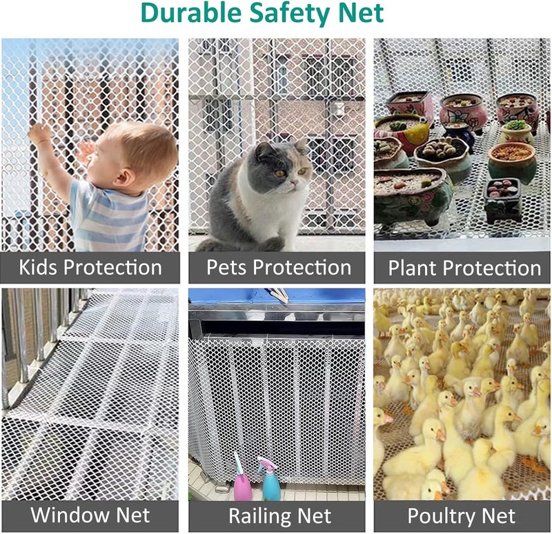 White Hexagonal Safety Net for Balcony for Pets, Plastic Garden Fence Roll for Rabbits Squirrels Cat Bird Dogs Animal Barrier, Chicken Fencing Outdoor Indoor,Wxl-80x200cm(31.5x78.7 in) - Image 4