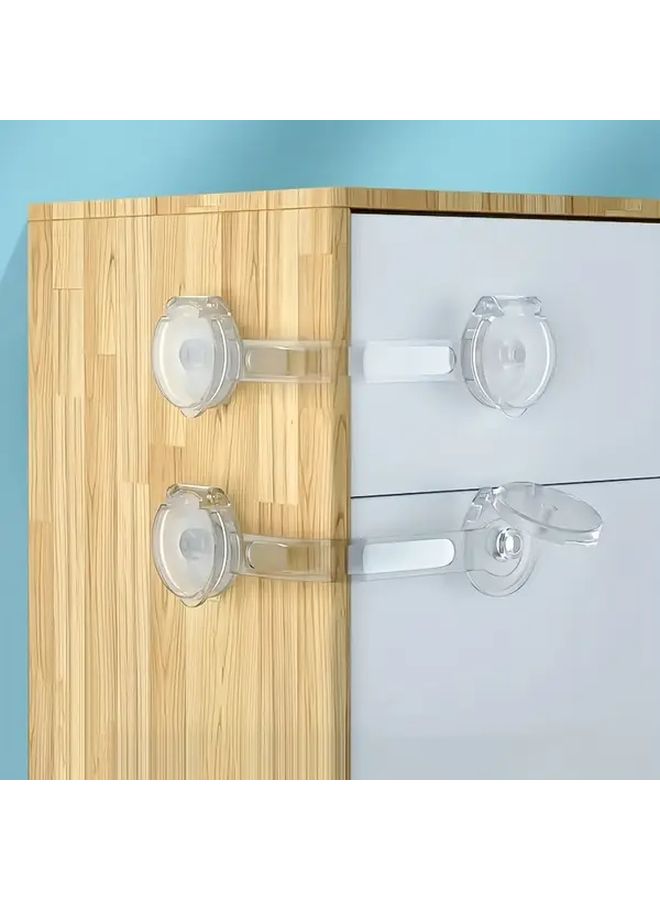 5 Pcs Transparent Childproof Cabinet and Drawer Locks with Keyless Security Mechanism Heavy Duty Polyethylene Lock for Refrigerator Toilet Drawer Cupboard Easy Installation No Drilling Required Child Safety Locks for Home Use Clear Design Durable Material Secure Locking - Image 3