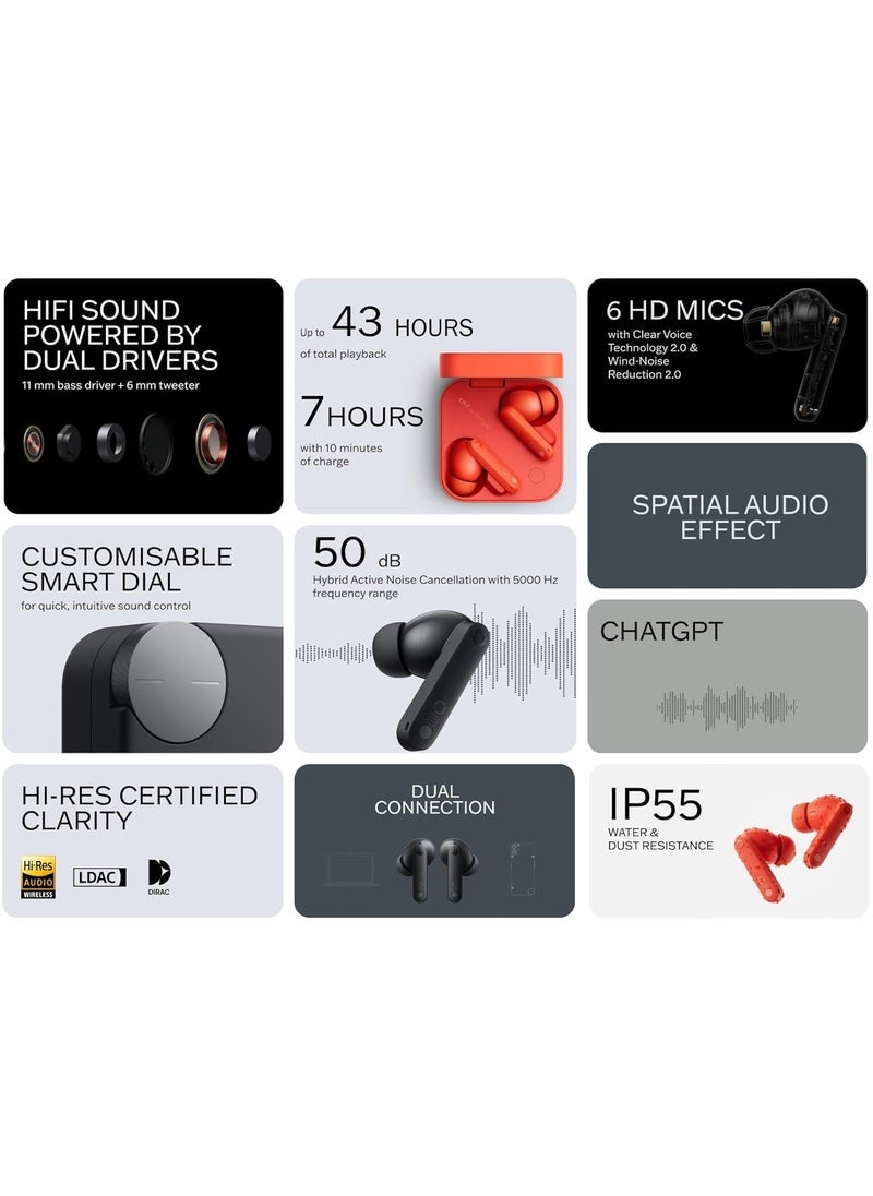 Buds Pro 2 Integrated True Wireless Earbuds with 50 dB Smart Active Noise Cancellation, Clear Voice Technology 2.0, Spatial Audio Effect, Deep Bass Sound, Touch Controls, Middle East Version – Premium Black for Android & iOS Devices - Image 5