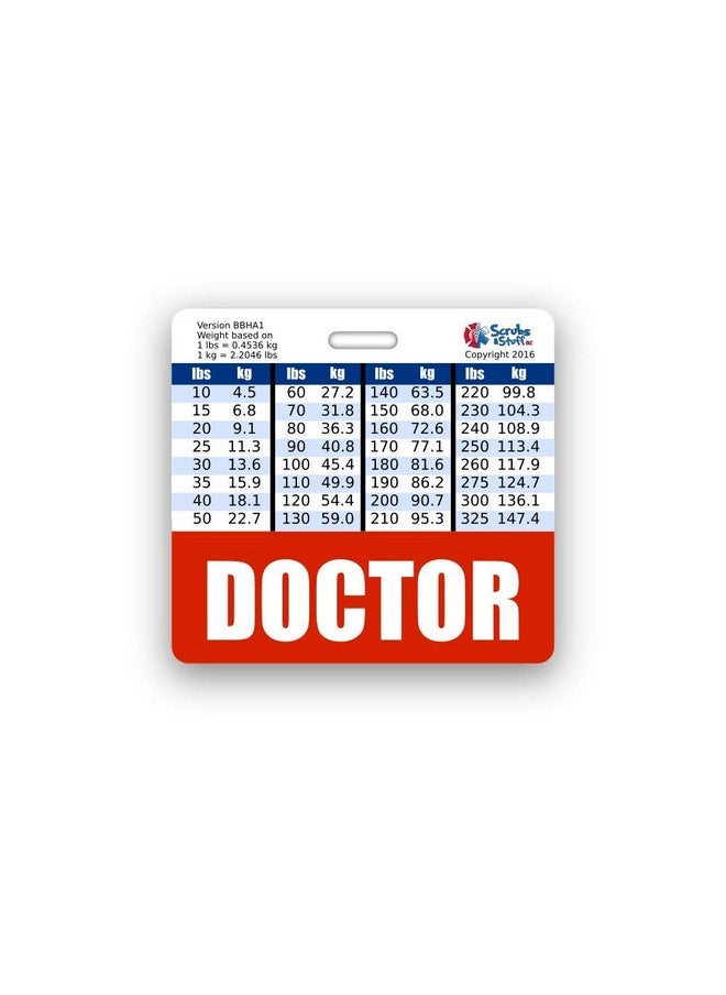 Scrubs and Stuff LLC - Doctor Badge Buddy Horizontal W/Height & Weight Conversion Charts (Standard Red) - Image 1