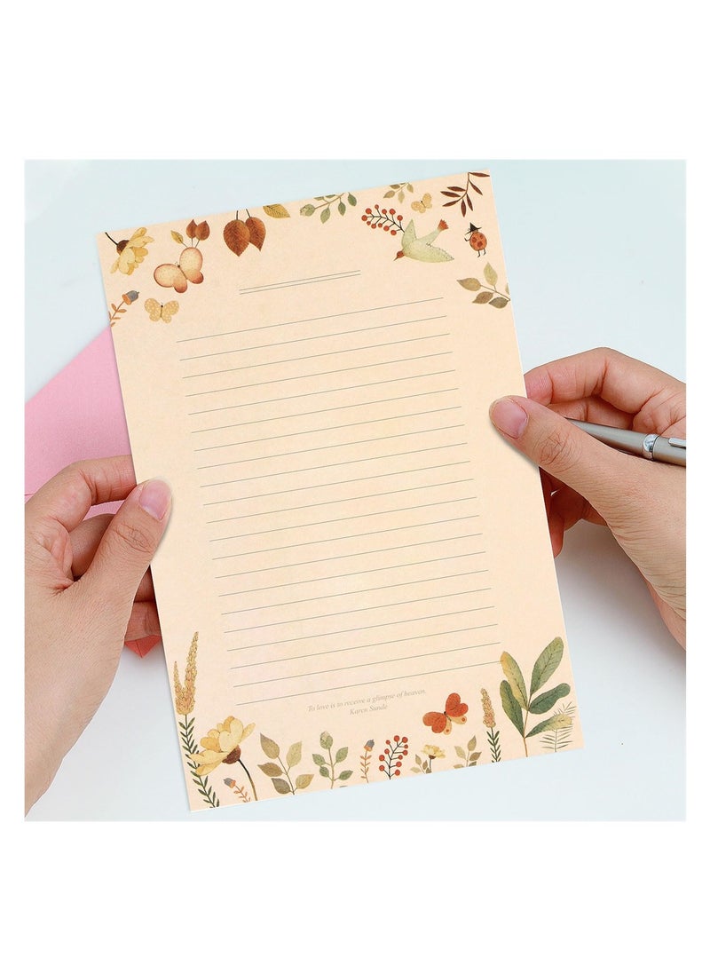 SYOSI Stationery Writing Paper with Envelopes, Sweet Floral Lined Stationary Paper, 36 PCS Letter Writing Paper with 18 PCS Envelopes, for Invitations, Gifts, Holiday Wishes  - Image 2
