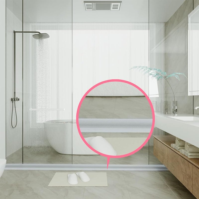 HASTHIP ® 39 Inches Shower Threshold Water Dam Flexible Shower Water Guard Blocker Self-Adhesive Silicone Shower Water Dam Shower Splash Guard for Kitchen Countertop Sink, Cooktop, Bathroom Tub - Image 5