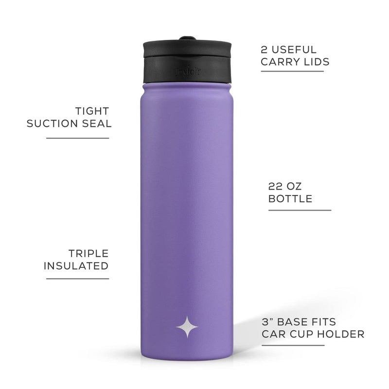 JoyJolt Triple Insulated Water Bottle with Straw Lid AND Flip Lid! 22oz Water Bottle, 12 Hour Hot/Cold Vacuum Insulated Stainless Steel Water Bottle. BPA-Free Leakproof Water Bottles - Thermos Bottle - Image 4