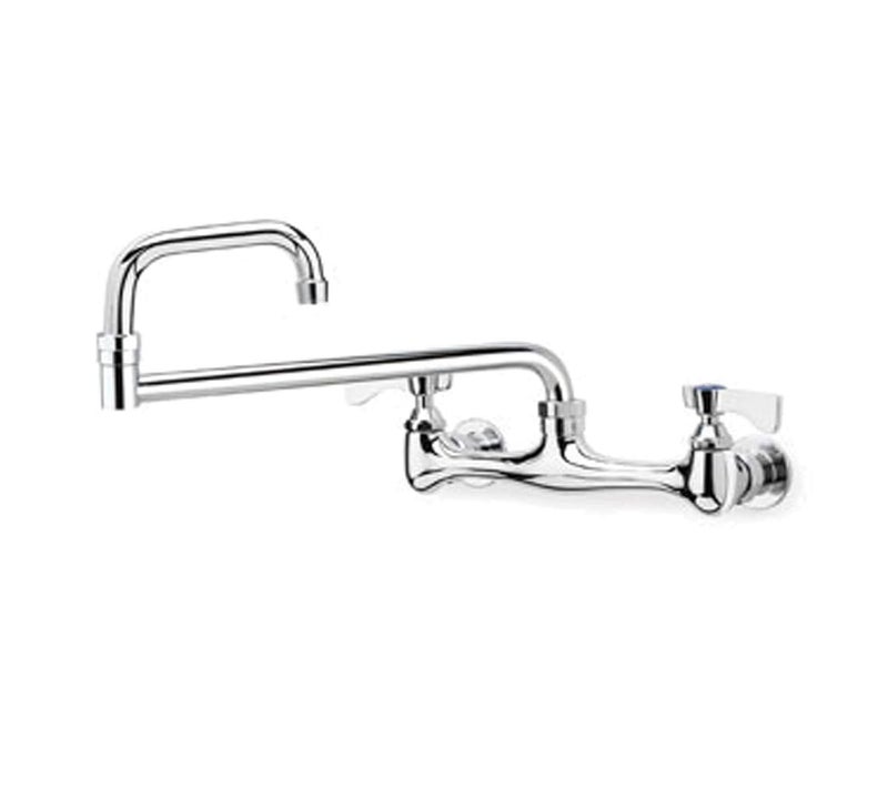 Krown Silver Series 12824L Full Range Swing Faucet with 14 Turn Ceramic Cartridge Valve and Lever Handles for Commercial Kitchen Food Preparation  8 WallMount Center 24 Jointed Spout  Chrome