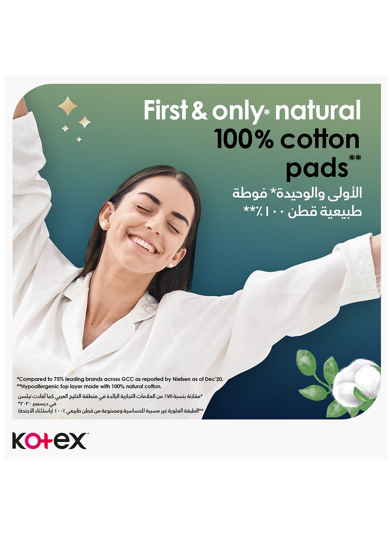 Kotex Natural Ultra Thin Pads, 100% Cotton Pad, Overnight Protection Sanitary Pads with Wings - Image 4