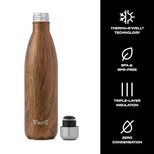 S'well Stainless Steel Water Bottle, 25oz, Teakwood, Triple Layered Vacuum Insulated Containers Keeps Drinks Cold for 48 Hours and Hot for 24, BPA Free, Perfect for On the Go - Image 3