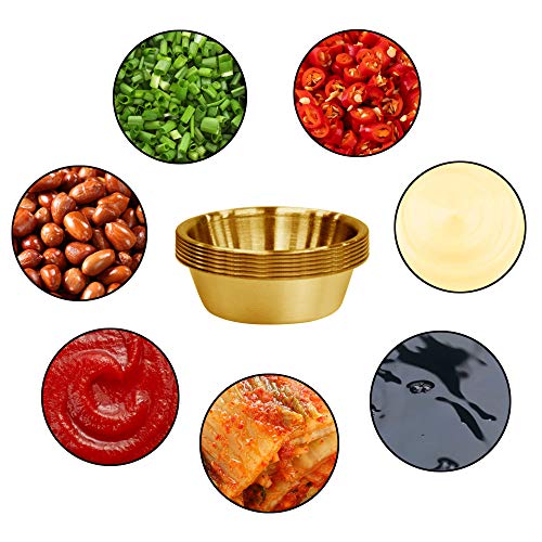 BangBoom 10Pack 2.3OZ Stainless Steel Sauce Dish, Seasoning Dishes, Premium Sushi Dipping Bowl Saucers, Metal Ramekins, Mini Appetizer Plates, Individual Condiment Sauce Cups (Gold) - Image 4