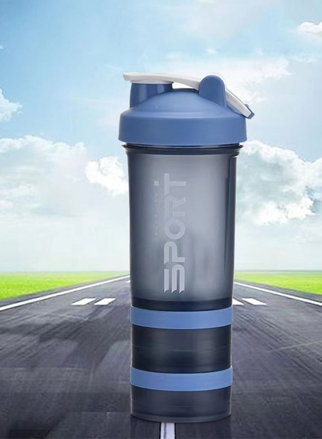 Generic Protein Shaker Bottle With Mixing Ball Portable Sports Water Bottle Leak Proof Gym Cup For Protein Blends With Powder Storage And Pill Organizer, Ideal Before Workout, BPA Free (Blue) - Image 2