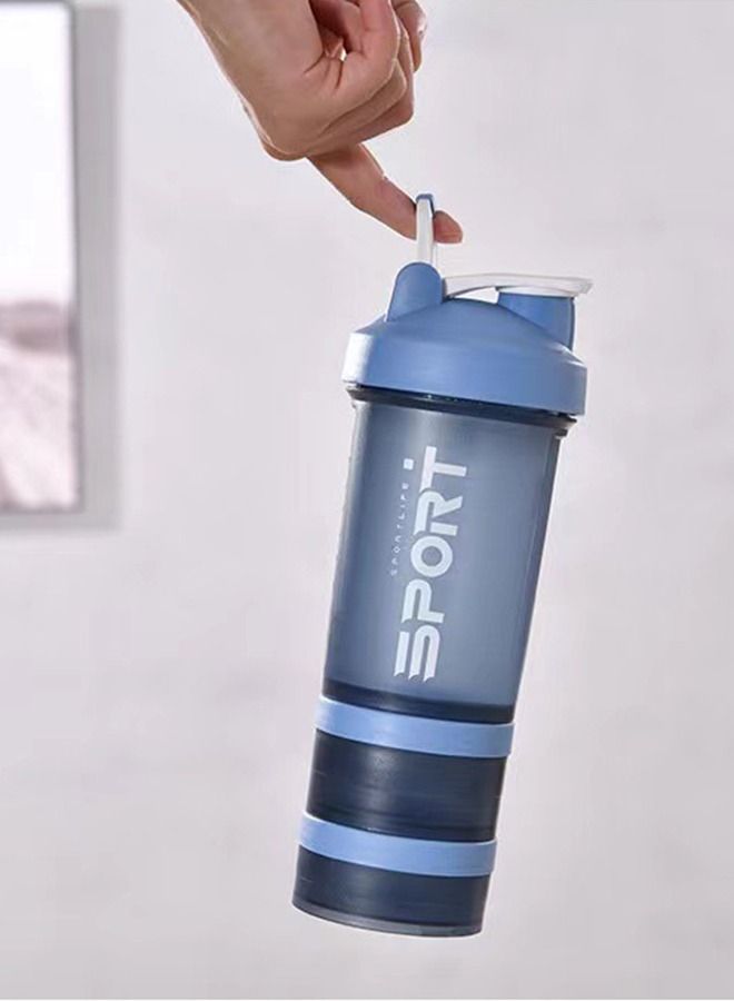 Generic Protein Shaker Bottle With Mixing Ball Portable Sports Water Bottle Leak Proof Gym Cup For Protein Blends With Powder Storage And Pill Organizer, Ideal Before Workout, BPA Free (Blue) - Image 4