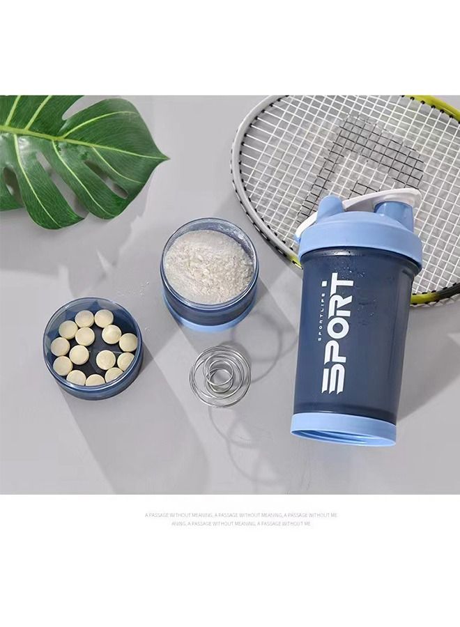 Generic Protein Shaker Bottle With Mixing Ball Portable Sports Water Bottle Leak Proof Gym Cup For Protein Blends With Powder Storage And Pill Organizer, Ideal Before Workout, BPA Free (Blue) - Image 5