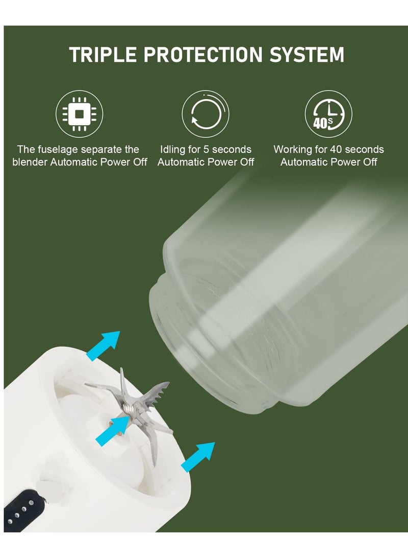 Excefore Portable Blender for Shakes and Smoothies, 532ML Type-C USB Rechargeable Blender, Powerful Mini Juice Blender with 6 Blades Ice Tray and Cleaning Brush for Travel Sports Kitchen(White)  - Image 5